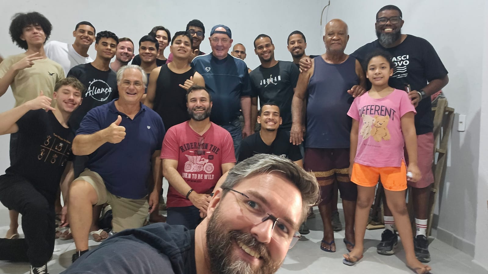 Pastor Rodrigo with young men's discipleship group